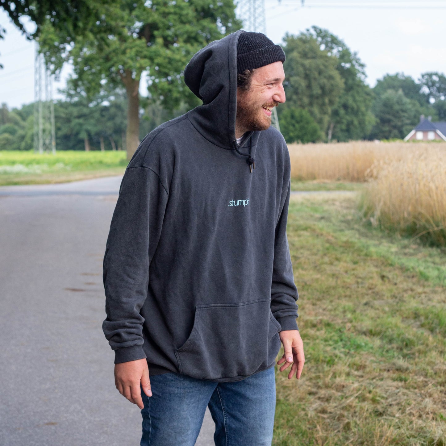 Oversized stone washed black Hoodie