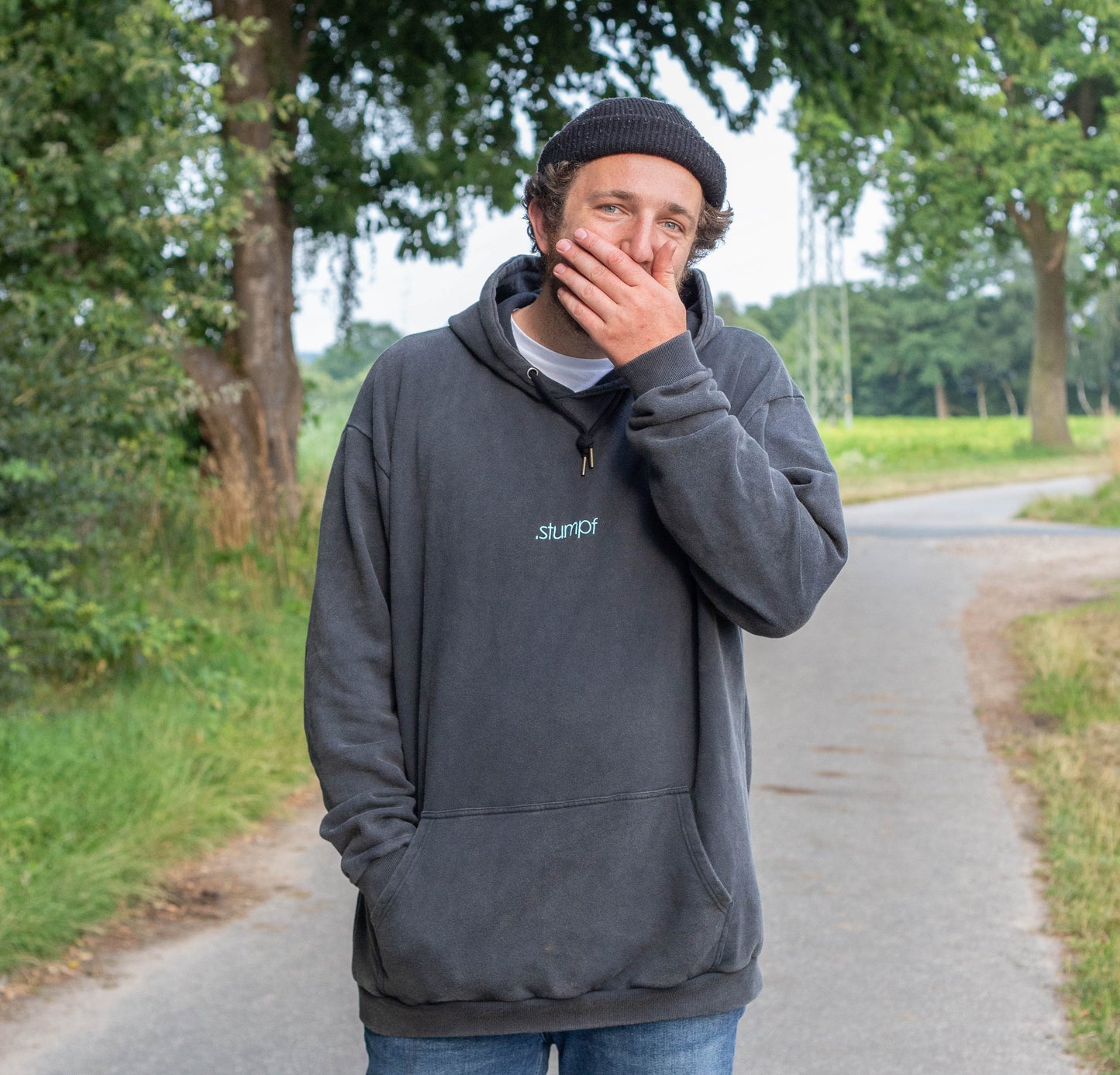 Oversized stone washed black Hoodie