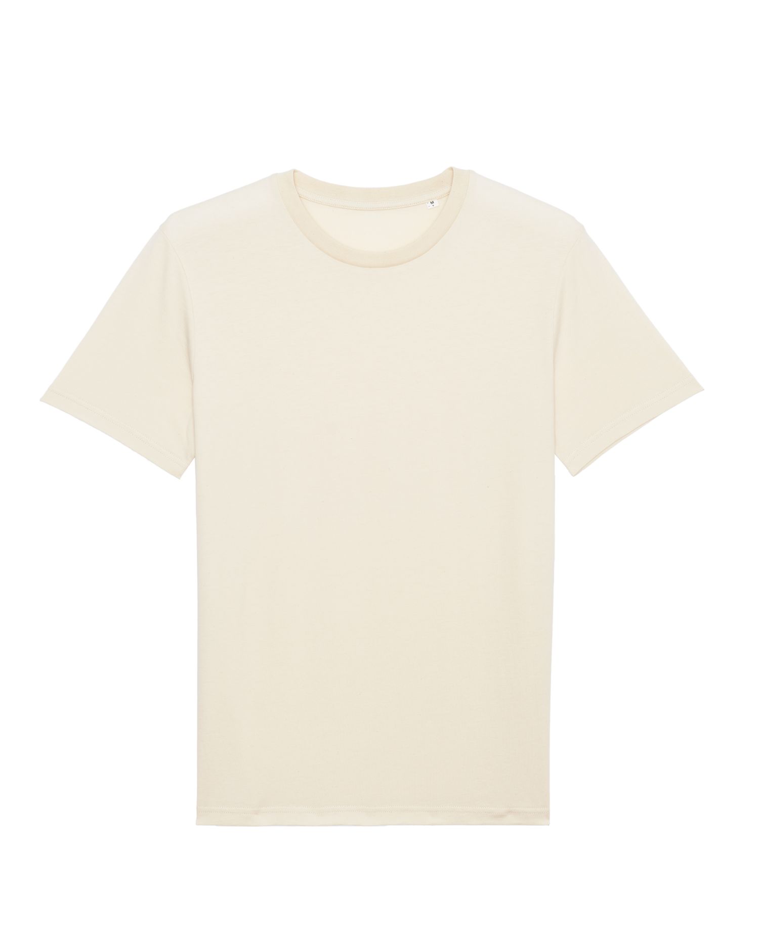 T-Shirt in Creme auf einem Tisch, unbedruckt