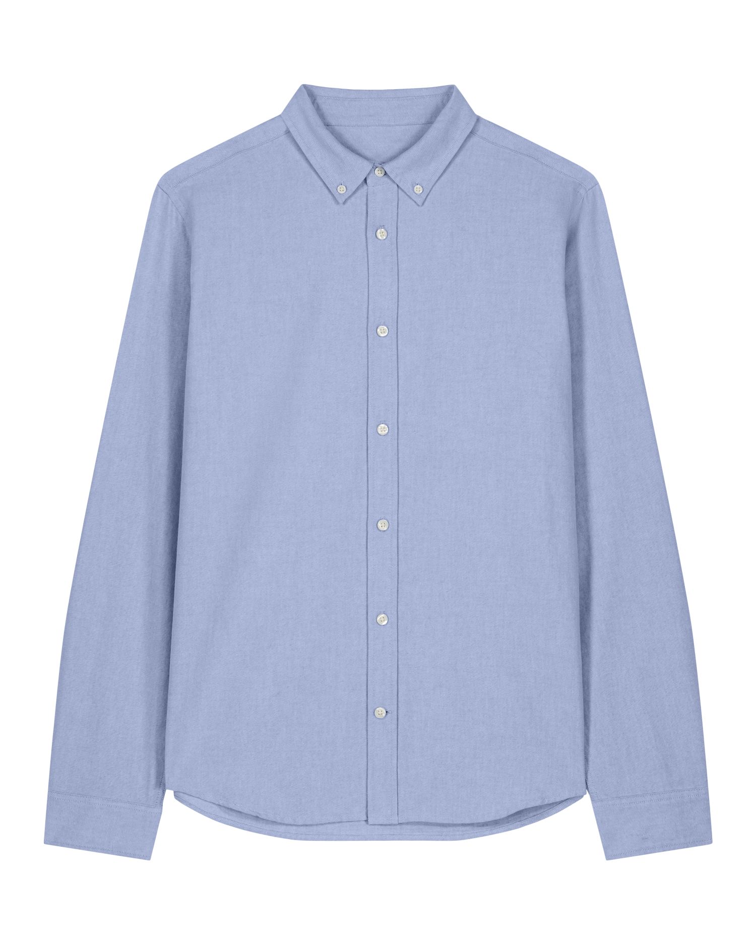 Hemd 02 in Blau mit kleinem Druckmotiv neben der Knopfleiste