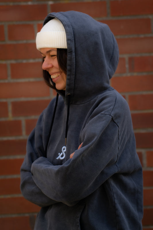 oversized stonewash Hoodie Black