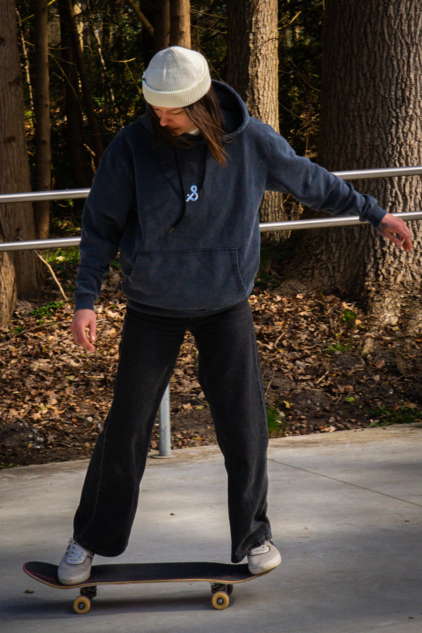 oversized stonewash Hoodie Black